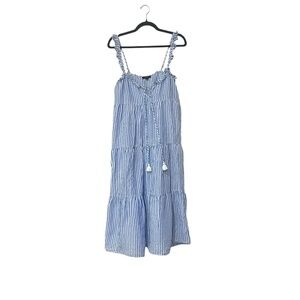 J. Crew Women's Blue and White Striped Sleeveless Dress Size S